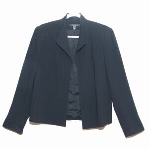 Louben Classic Black Open Front Blazer Jacket Size 10 Lined